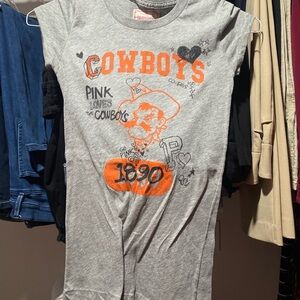 PINK Victoria's Secret Gray and Orange Short Sleeve Tee